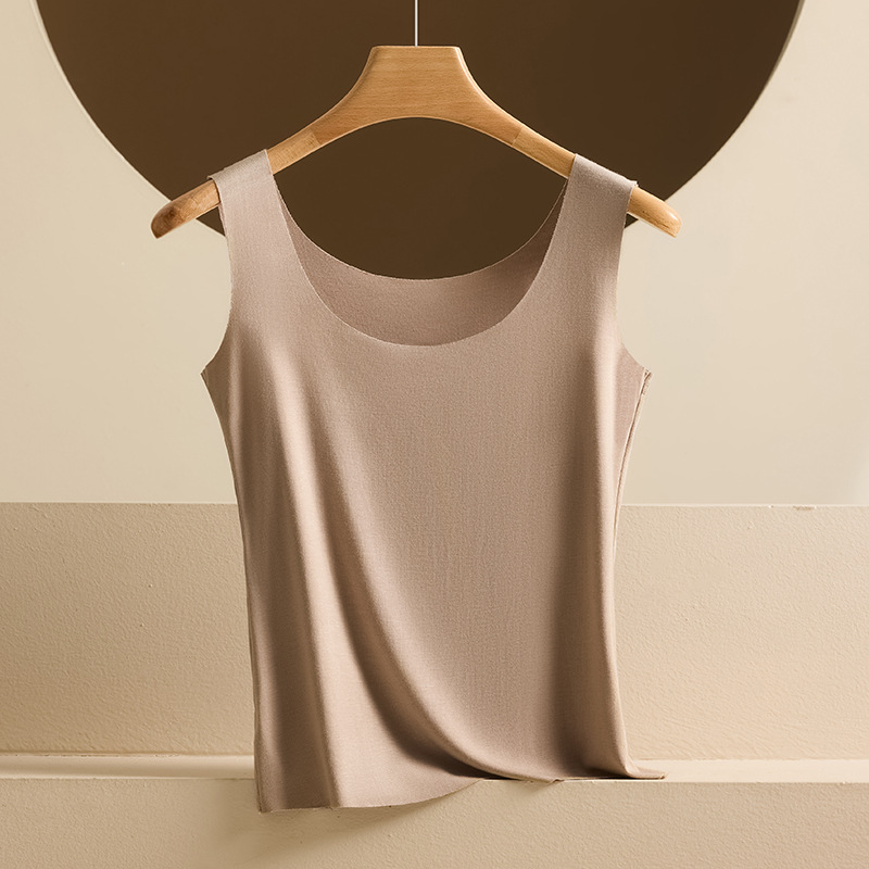 Primavera y verano nuevo estilo modal chaleco de fondo de hombro ancho mujer color sólido todo fósforo casual interior y exterior camisola sin costuras