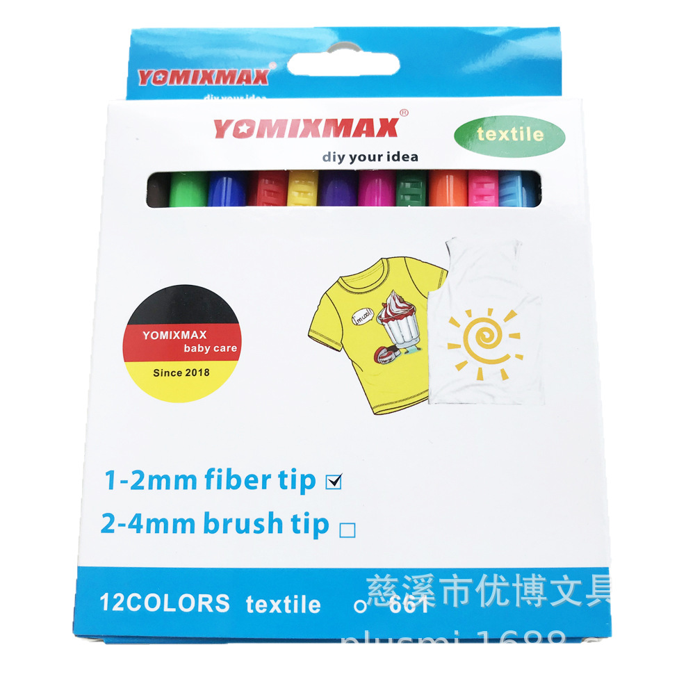 [En stock] pluma textil no lavable de 12 colores pintura no tejida bolsa de lona tela pintura pluma