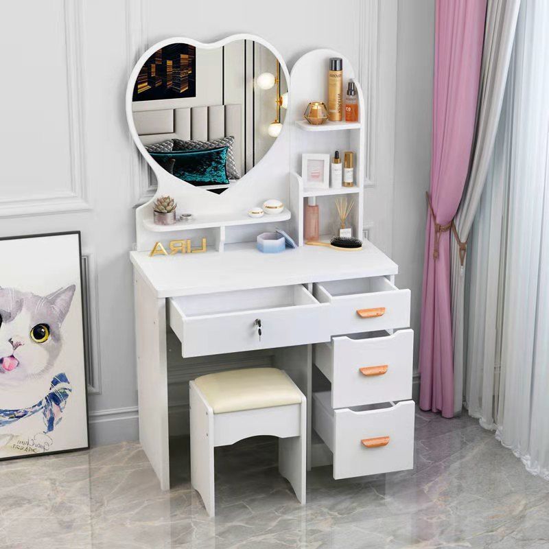 Espejo de dormitorio de celebridades de Internet con lámpara Tocador simple 2023 Nuevo tocador moderno junto a la cama Mesa de maquillaje de apartamento pequeño