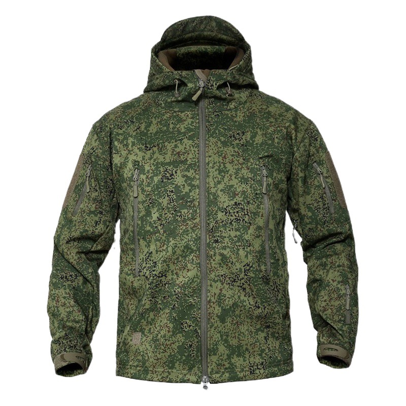 Outdoor Soft Shell Jacket Sharkskin Tad Style Men's and Women's Autumn and Winter Fishing Clothing Warm Waterproof Jacket Camouflage