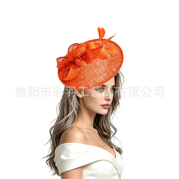 European and American style creative brimmed hats, fashionable floral-decorated hats, imitation linen top hats, party hats, vintage and high-end headwear, wholesale