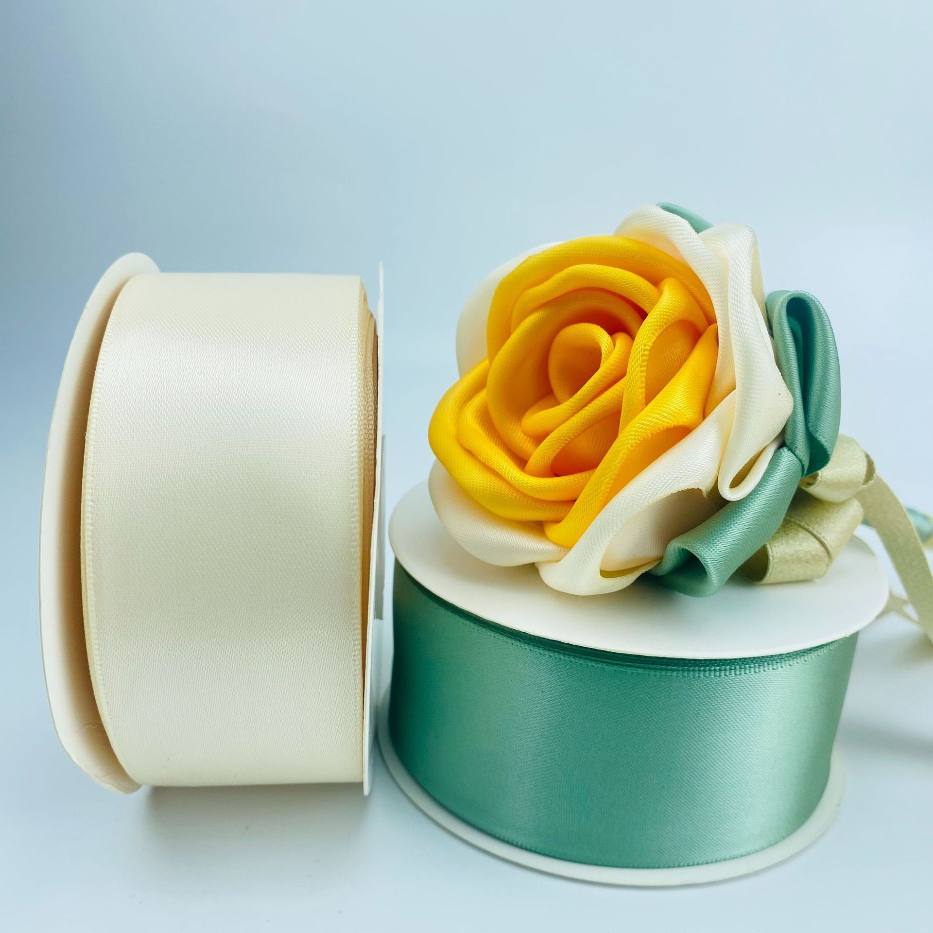 Cinta de poliéster encriptada de doble cara de D-04, ramo de Tanabata, bolsa de regalo, decoración de color sólido, cinta de rosa hecha a mano