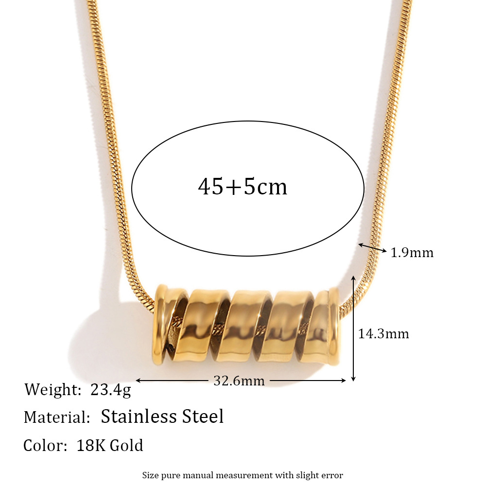 Gold Color Spiral Spring Pendant Stailess Steel Necklace For Women