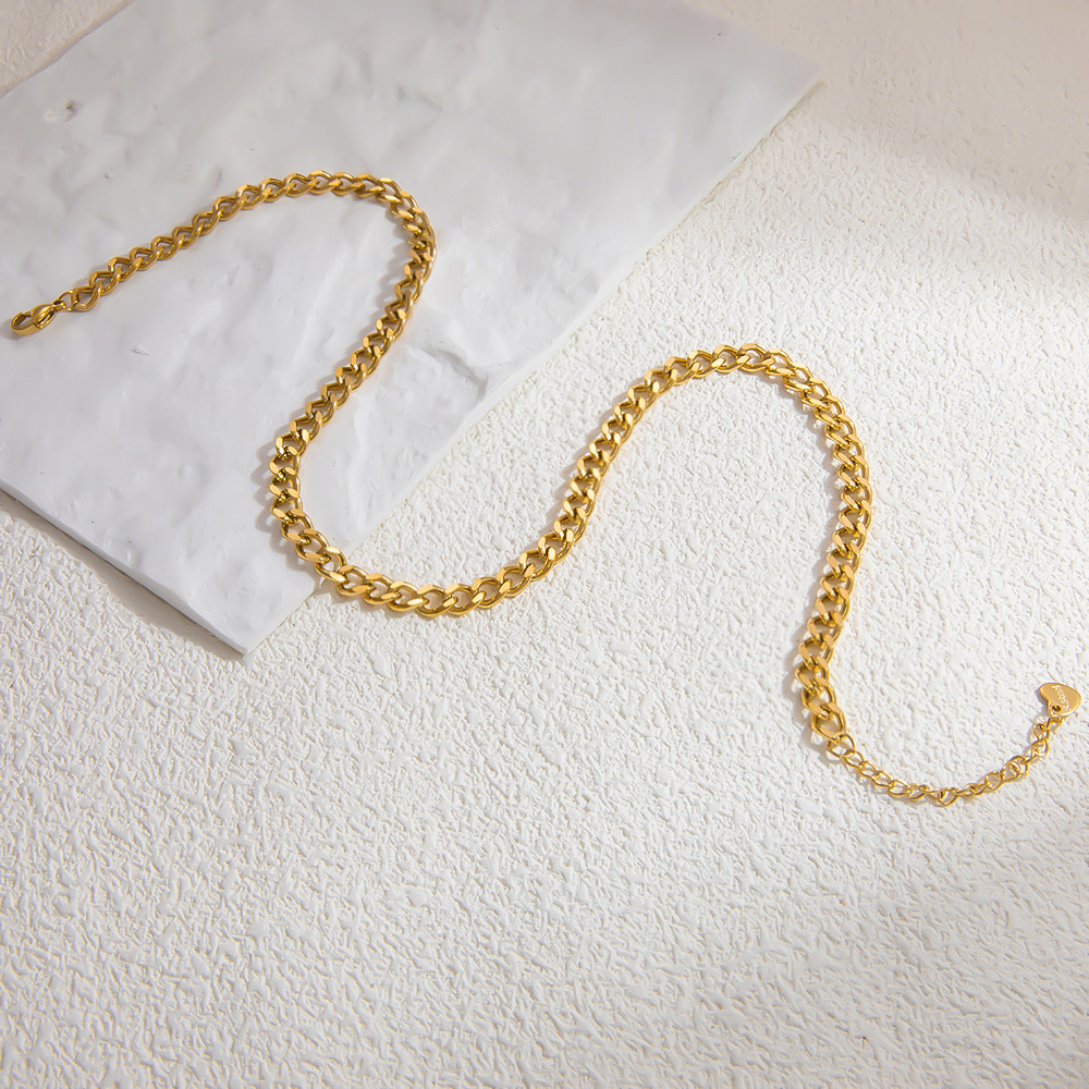 Real Gold Plated Plating Material PVD Coated Real Gold Plated Geometric 304 Stainless Steel Lady Waterproof Non Tarnish 304 Stainless Steel Lobster Trigger Clasp Closure Necklace
