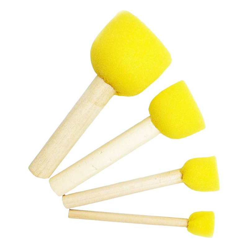 Кросс-бордерная губчатая кисть для рисования с круглой деревянной ручкой, губчатая печать, DIY набор для рисования грибов, инструмент для граффити в детском саду, 4 шт.