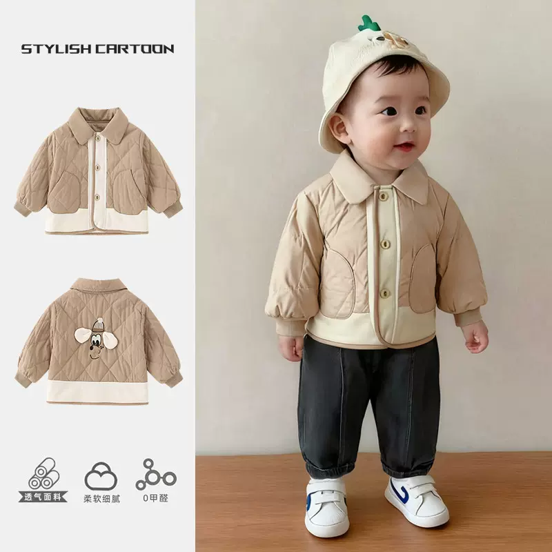 婴儿秋冬长袖外套2026新款宝宝外穿韩版卡通加厚保暖男童棉衣棉服