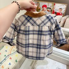 出口韩国童装 24秋冬男宝儿童格子翻领夹棉加厚保暖外套帅气夹克