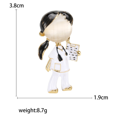 New Korean style fashionable female nurse corsage brooch, personalized alloy cat's eye oil drop brooch, factory direct sale
