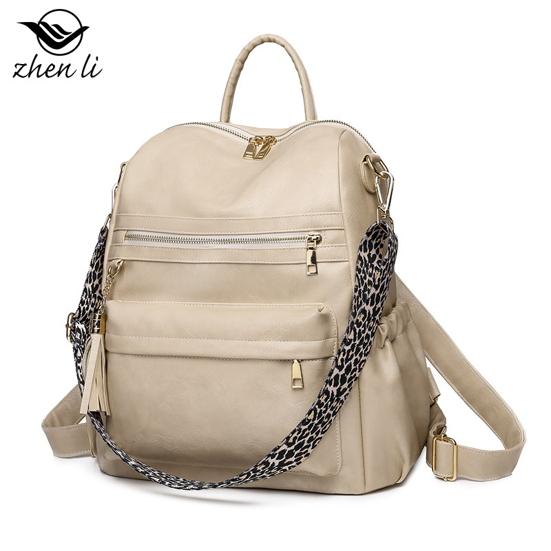 Bolsas transfronterizas mochila de gran capacidad mochila retro de moda de cuero suave bolso de hombro de doble uso Mochila De mujer