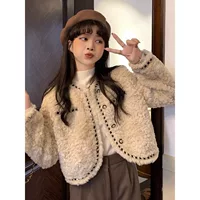 Короткая демисезонная бархатная куртка для девочек-подростков, стиль Chanel, свободный оверсайз, более толстая подкладка