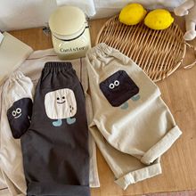 超好搭~秋季儿童深灰色可爱百搭休闲裤男女童纯棉长裤宝宝春秋裤