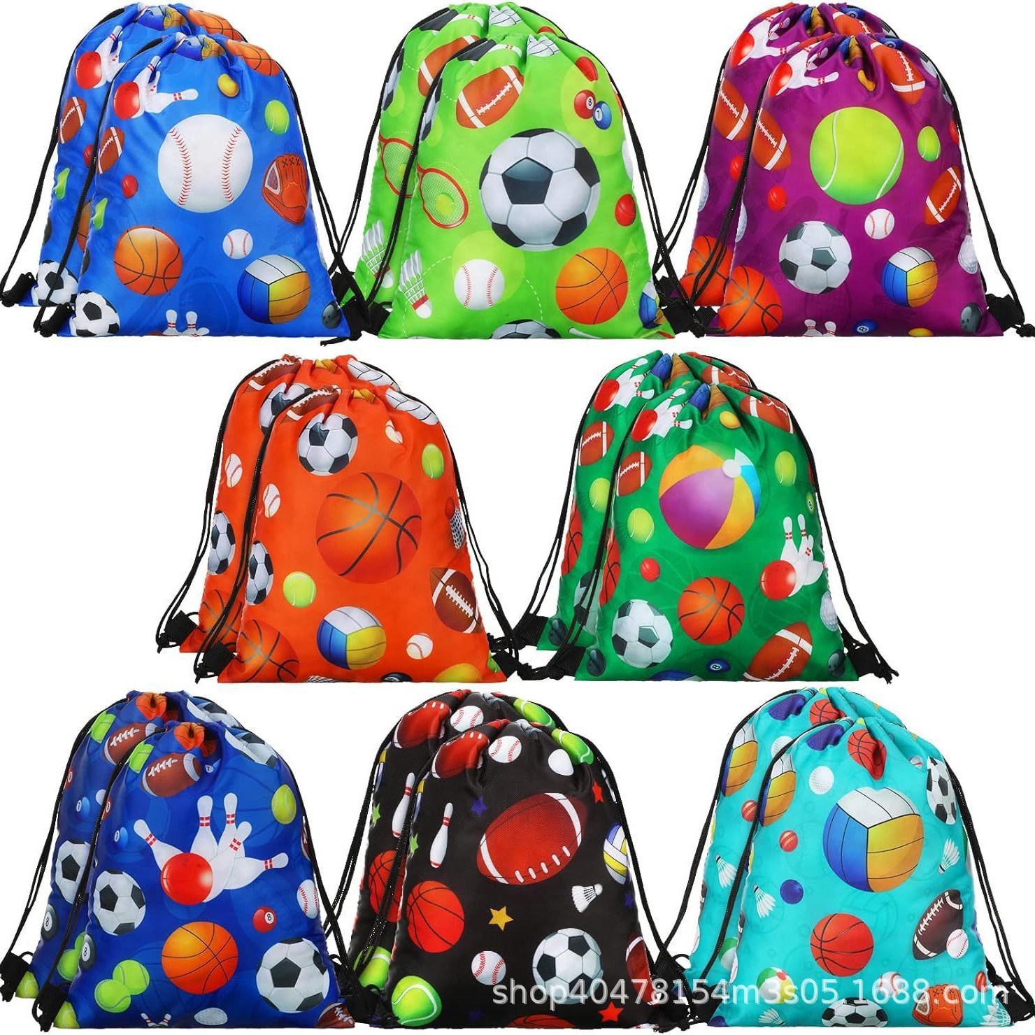 足球束口袋五足球儿童生日派对抽绳双肩背包袋便携收纳袋跨境新款