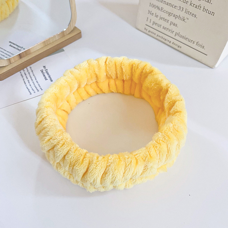 Traje de la correa de la muñeca de la banda del pelo de franela transfronteriza europea y americana Amazon mujeres antideslizante cara lavado diadema autoadhesivo semiacabado anillo de pelo