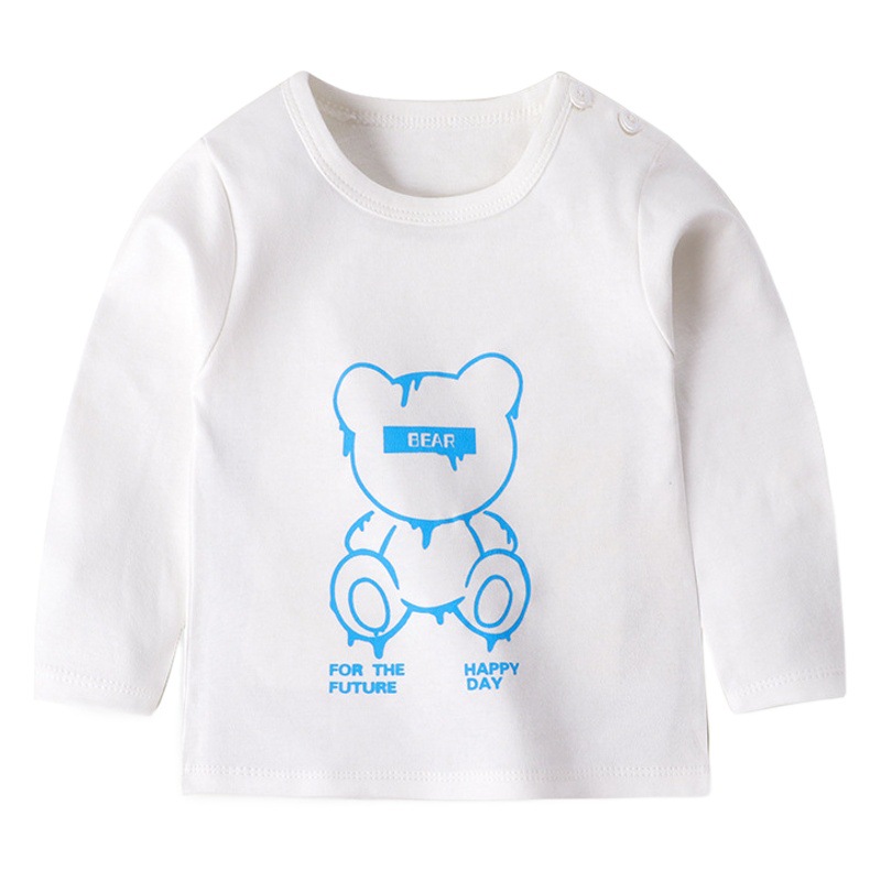 Camiseta de manga larga para niños, capa base de algodón puro para otoño, nueva ropa interior para bebés, niños y niñas, ropa infantil
