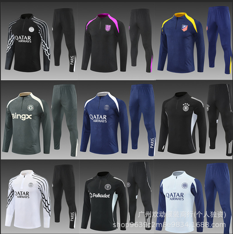 25-26 New Football Training Uniforms Paris Arsenal Dortmund Marseille Barcelona Chelsea Ac Long-Sleeved Suit Set