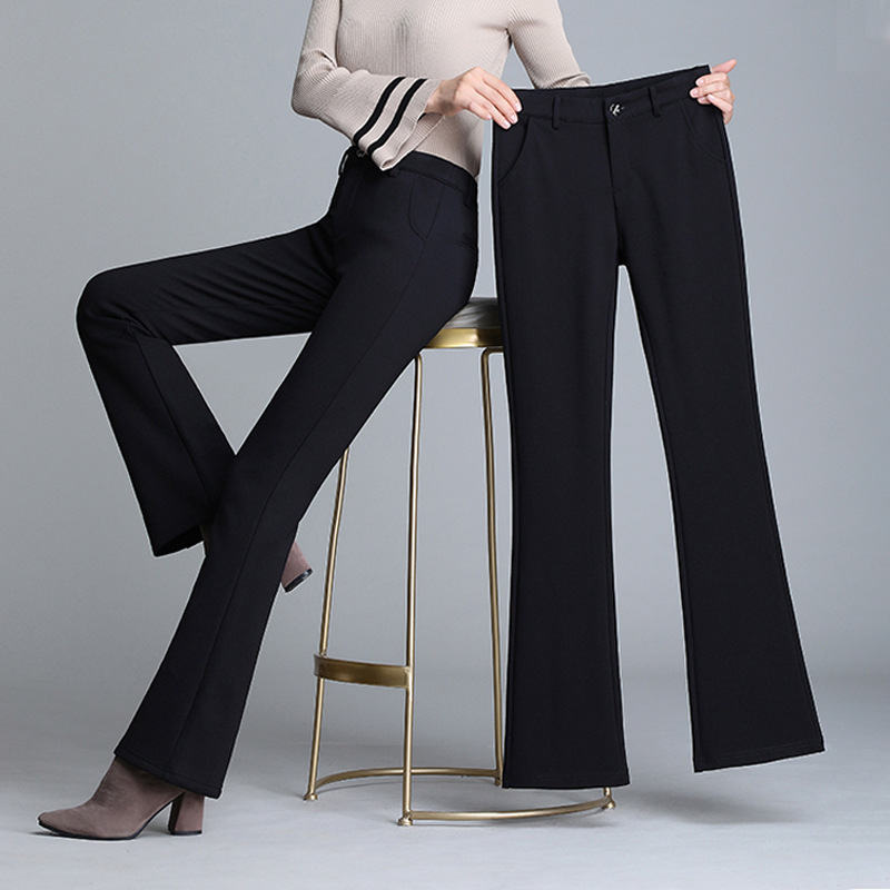 Spring and Autumn Draping Micro-flared Pants Women's High Waist Cropped Black Casual Pants Trousers Small Korean-style Large Size