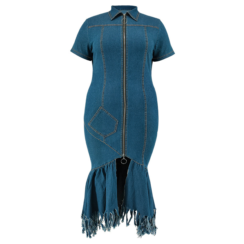 Women's Clothing Elegant Plus Size Women's Denim Dress Style Fashion For Formal & Casual For Women Striped Print Long_ecoleips.com