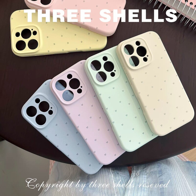 Ins Style French Style Small Heart Apple 17 Silicone Phone Case 16Promax Full Protection Anti-Fall Colorful Simple 15 Soft