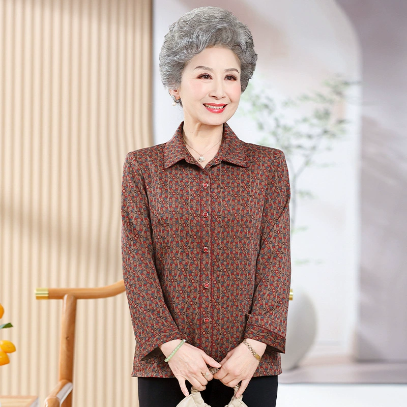 Бабушка в весеннем платье девушка мама рубашка новый свободный топ