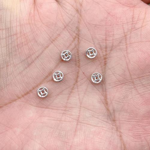 S925 sterling silver hollow copper coin beads bracelet copper coins separated by beads passerby diy handmade rope bracelet