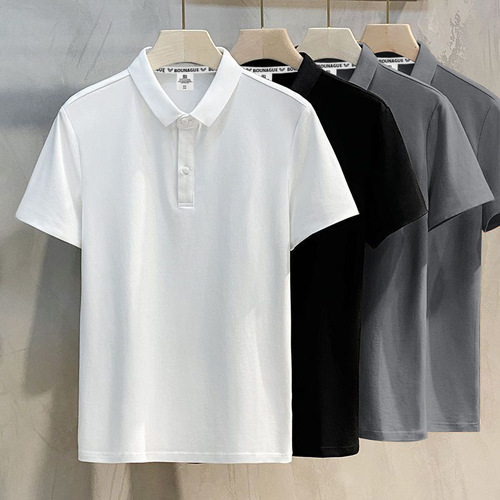 Heavyweight Collar Polo Shirt Men Loose Trend Brand Solid Color Plus Size T-Shirt Men Casual American Short Sleeve Top