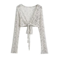 辣妹薄款設計感小眾短款腰部綁帶微喇袖防曬衫上衣 T恤