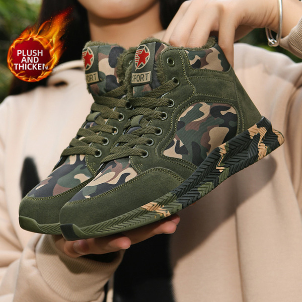 Cloth insulated camouflage demi-season sneakers for men and women…