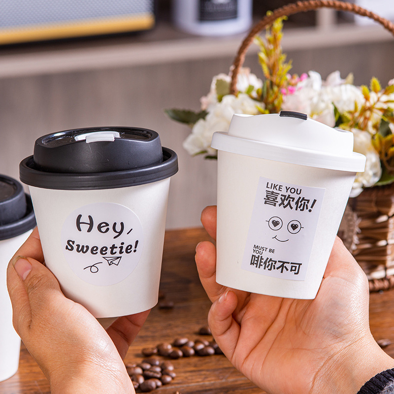 Vasos desechables café té leche tapas