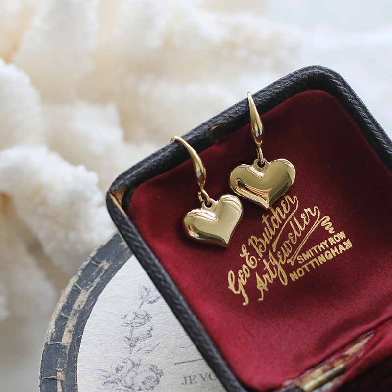 Drop Earrings Classification 18K Gold Plating Color 1 Pair Quantity Retro Heart Shape Titanium Steel Drop Earrings 1 Pair