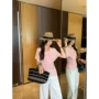 短袖不规则露肩折扣上衣