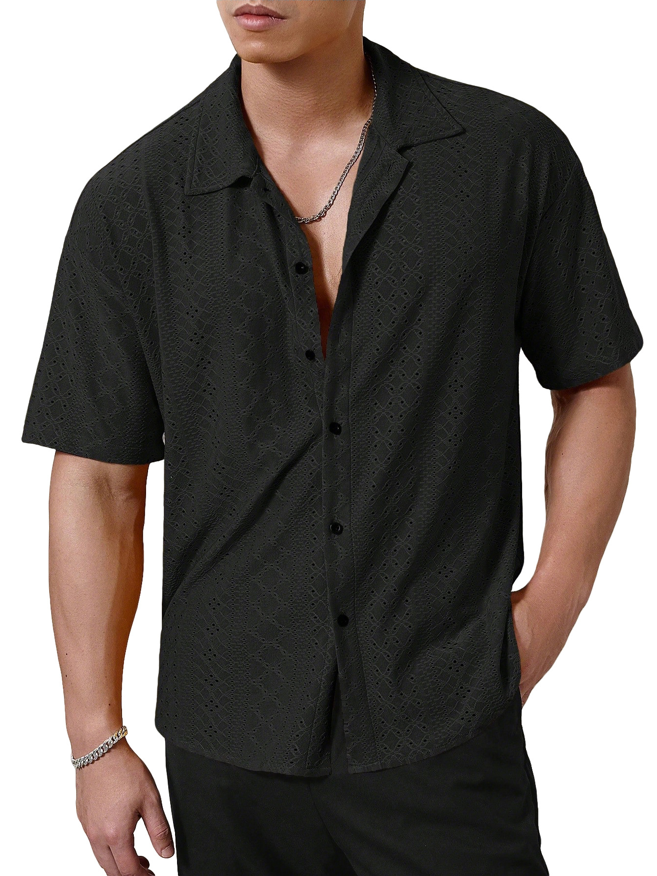 Transfronterizos de hombres Amazon verano nuevo hombre transpirable solapa camisa de manga corta de color sólido camiseta casual americana