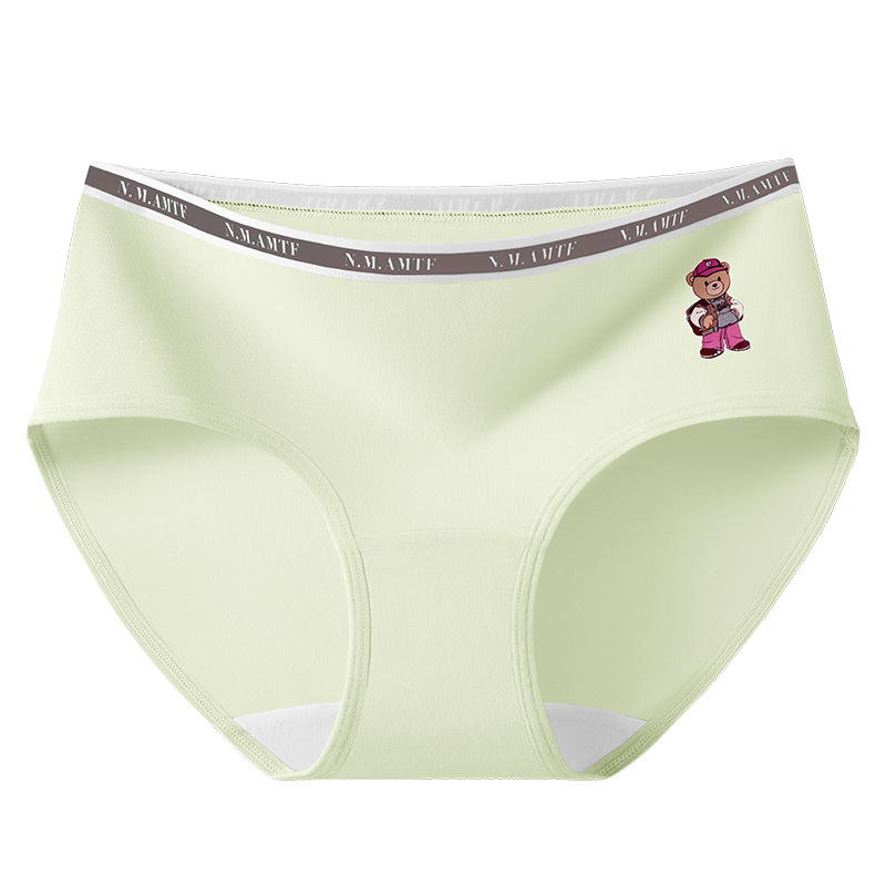 Bragas de algodón de oso para mujer, entrepierna antibacteriana para mujer, nuevo estilo americano retro para niña, pantalones cortos, ropa interior azul para mujer