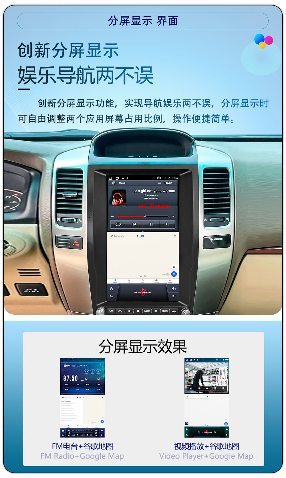 Suitable for 02~09 Toyota Prado 13.6inch Central Control Android Large Vertical Screen Carplay Car Navigation All-In-One Device