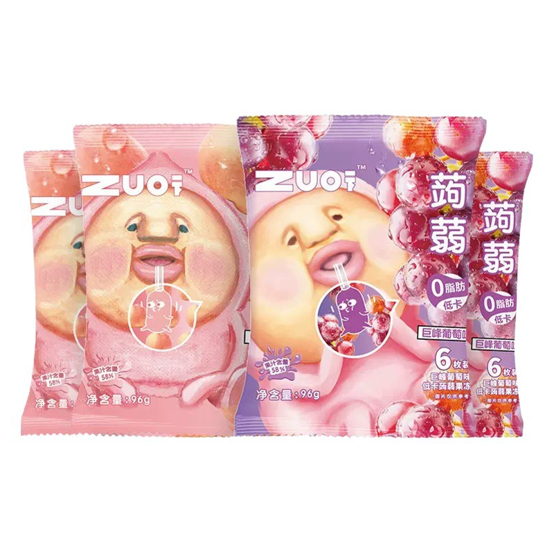 Zuo пердение персик белый Персик Вкус винограда Конняку Желе Ultraman Чистая красный сок желе Чистая красные закуски оптом