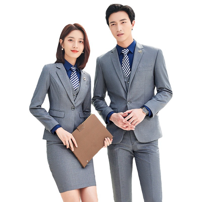 Business Suit Women's Professional Dress Suit Slim-fit Anti-wrinkle Men's Suit Real Estate Agency Insurance Manager Commuting Jacket