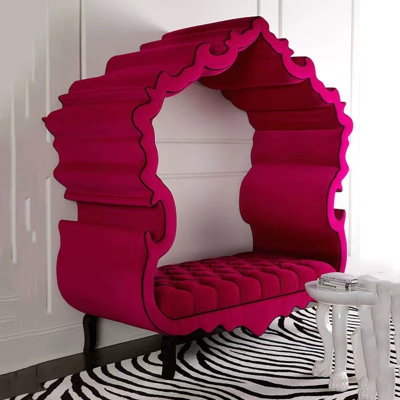 American Style Creative Buckle Fleece Double Sofa European Style Alien Princess Sofa Hotel Studio Modeling Design Sofa