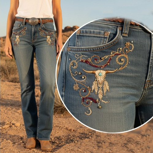 Manufacturer Supplies and Sells Amazon Independent Station Wish Slimming Look Washed Embroidered Sweet Curve Jeans for Women