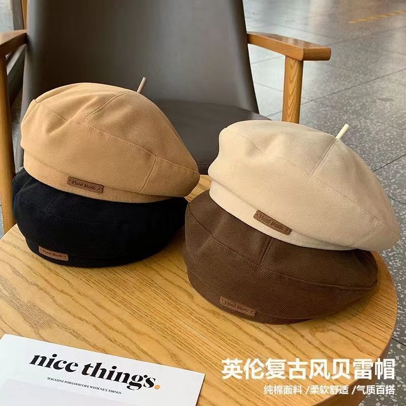秋冬新品毛呢贝雷帽时尚英伦风画家帽子复古百搭显脸小蓓蕾帽男女|undefined