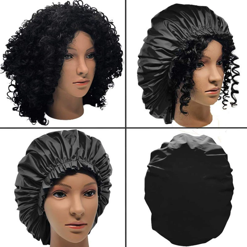 Black big waterproof shower cap, 38-40cm