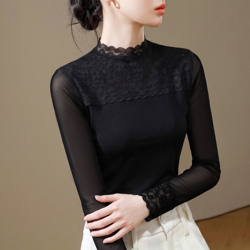 2026 new lace mesh camisole for women, featuring a French lace collar, a slim fit, and a lightweight, high-end design