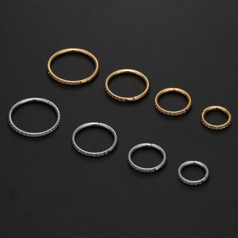 7g Weight Zircon Inlay Material Nose Ring Classification 1 Piece Quantity Simple Style Round Stainless Steel Inlay Zircon Nose Ring Nose Pin