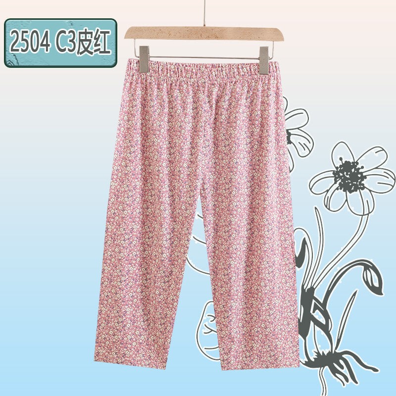 Middle-Aged and Elderly Women's Pure Cotton Pajamas, Summer Large Size Home Pants, Thin Loose Pants, Grandma's Air-Conditioned Pajamas
