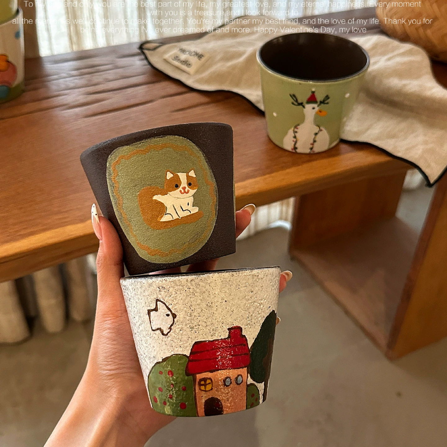 Jingdezhen расписная ручная работа домовой животное держатель чашка pig mouth cup coffee cup niche latte latte cup owner cup gift