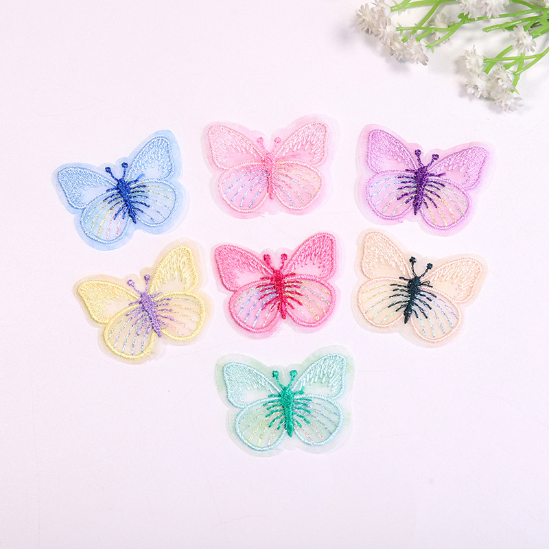 电脑绣花厂新款刺绣花片衣服装饰补丁贴时尚彩色单层涤纶蝴蝶布贴