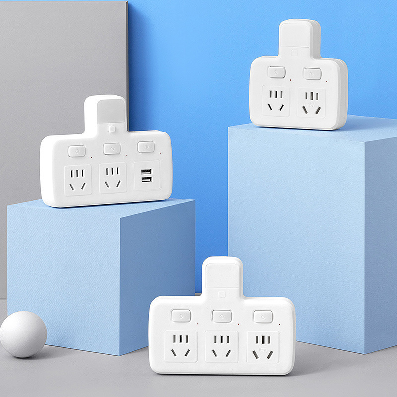 家用多孔无线插座转换插头插排一转多扩展USB转换器排插带小夜灯
