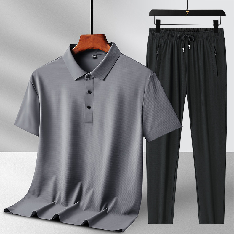 Dad's Ice Silk Summer Suit Father's Day Gift 2026 New Style Casual Sports Short-Sleeved Men's Clothing for Middle-Aged and Elderly Men Dad's Ice Silk Summer Suit Father's Day Gift 2026 New Style Casual Sports Short-Sleeved Men's Clothing for Middle-Aged and Elderly Men