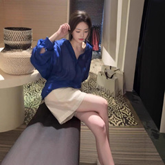 夏秋新品100%苎麻慵懒大衬衣女宽松长袖防晒衬衫上衣