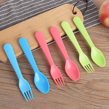 儿童水果塑料叉子勺子嘴刀叉蛋糕叉子加厚耐用面条四齿叉