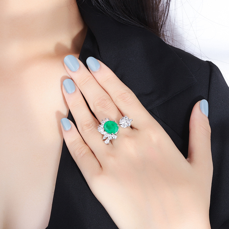 Luxurious Geometric Copper Plating Zircon Open Ring
