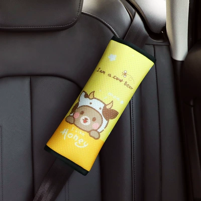 Child seat belt adjustment retainer anti-collar simple safety seat car seat belt protective cover shoulder guard (Seat belt shoulder pad) - bear-cow-pack-shoulder-pad